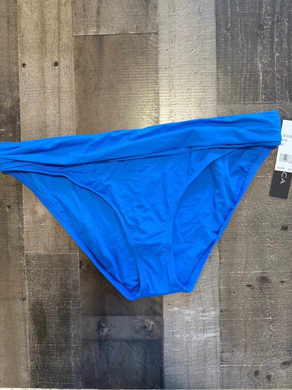 La Blanca Island Goddess Shirred Band Hipster Bright Blue Bikini Bottom size 16